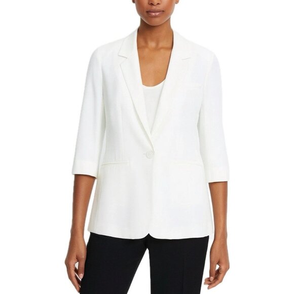 Theory White Blazer Jacket Women’s 3/4 Sleeve One Button Career Work Size 2 XS - Picture 1 of 9